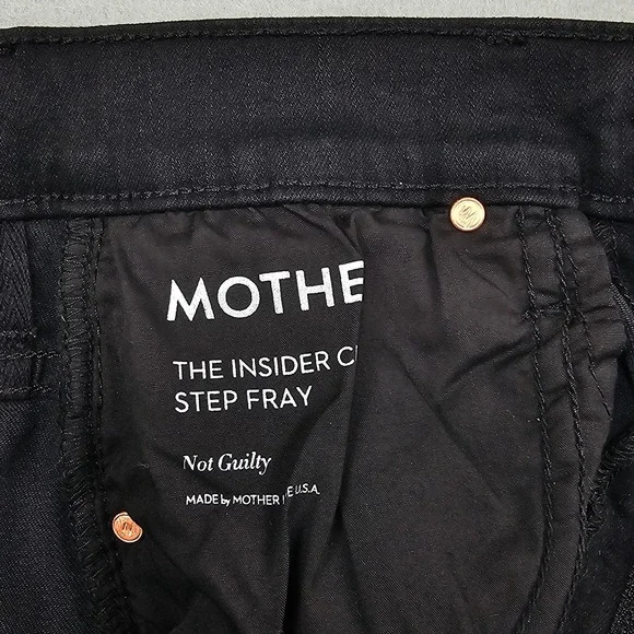 Mother Jeans Women 26 The Insider Step Crop Fray Jeans Not Guilty Black Wash NWT